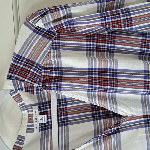 Free Assembly Plaid Ruffled Waist Dined Flowy Pockets Cotton Short Dress - Picture 2 of 10